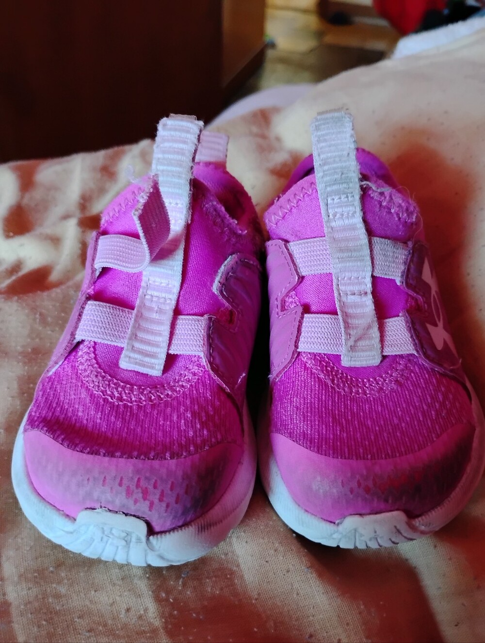Kids Pink Under Armor Athletic Slip-On Sneakers